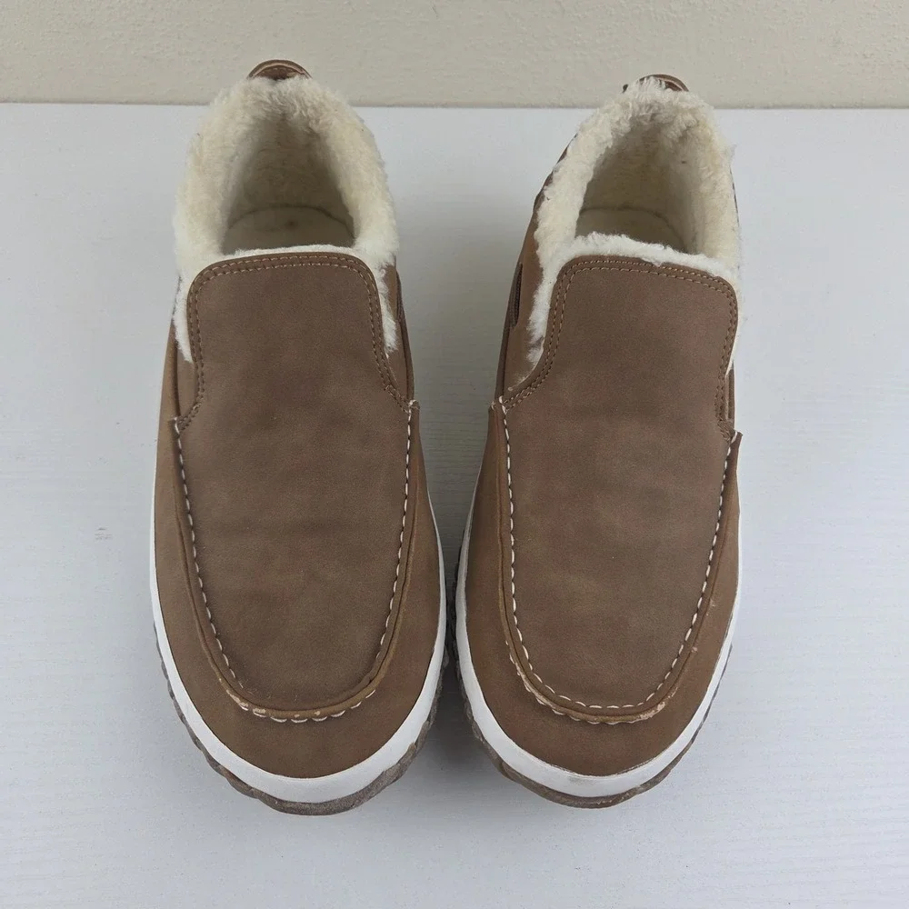 Sperry Moc-Sider Youth Big Kids Faux Leather Lined Boots Tan Soft Faux Fur Sz 6M